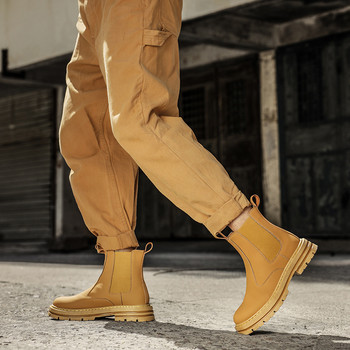 Пролетни големи жълти ботуши Desert Big Headed Workwear Мъжки обувки - Z221
