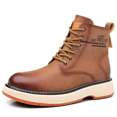 2023 Reducere fierbinte Pantofi pentru bărbați Cizme Martin ocazionale Toamnă Iarnă Cizme pentru bărbați Cizme din piele din piele de culoare solidă Cizme pentru bărbați