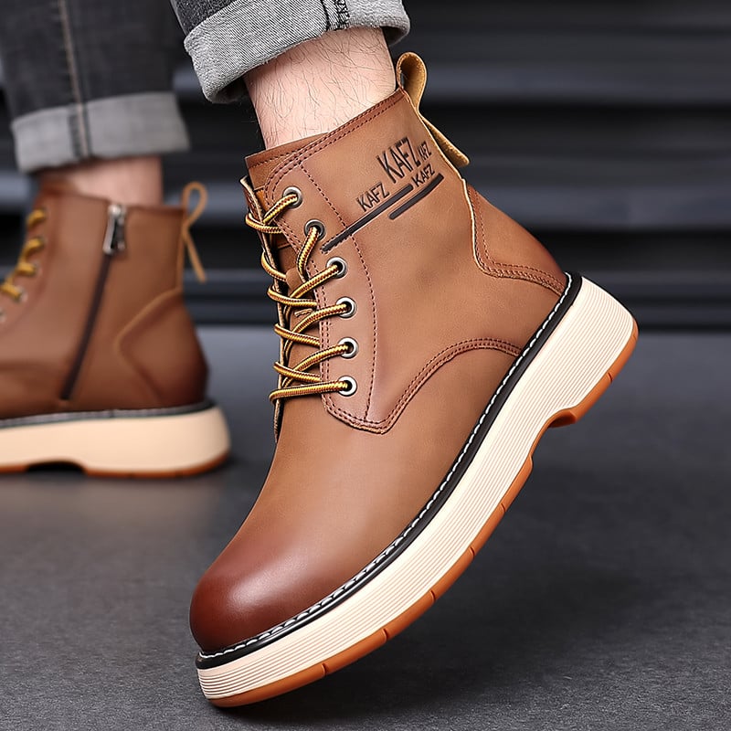 2023 Reducere fierbinte Pantofi pentru bărbați Cizme Martin ocazionale Toamnă Iarnă Cizme pentru bărbați Cizme din piele din piele de culoare solidă Cizme pentru bărbați