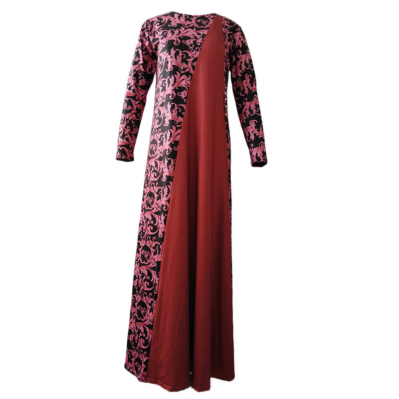 Vintage ljetna jesenska haljina Ženske muslimanske haljine s cvijećem za zabave, cvjetni ogrtač s 3/4 rukavima, duga maksi haljina
