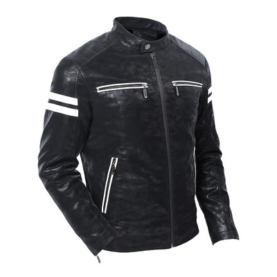 Jesen/zima 2023. nova muška prugasta kožna jakna modni trend zgodan zimski debeli topli muški gornji kaput od PU kože