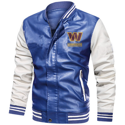 2023. őszi/téli új amerikai kabát, karcsúsított, 3D nyomtatott, monogramos férfi dzseki, divatos, fiatalos állógallérú PU kabát