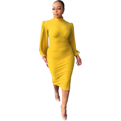 Jarné letné elegantné štíhle šaty pre ženy módne okrúhle výstrih s dlhým rukávom štíhle spoločenské šaty pre ženy