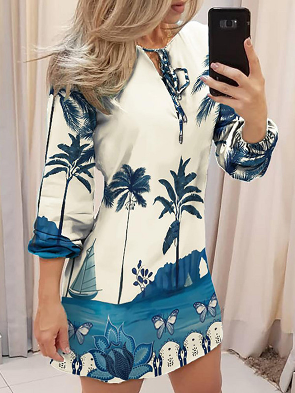 Rochie cu mânecă lungă cu cravată în față cu imprimeu buze roșii