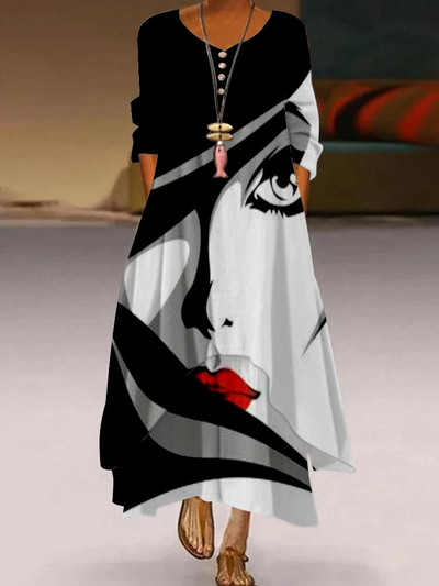 Rochie lungă maxi cu imprimeu floral papagal Rochii de seară de petrecere la modă pentru femei Robă sexy cu talie înaltă Rochie elegantă de vară cu mâneci lungi