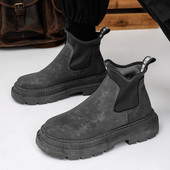 Storapadžiai vyriški aulinukai 2023 m. Nauji vyriški batai Laisvalaikio dirbtinės zomšos vienspalviai užsegami vyriški batai Klasikiniai „Chelsea“ batai „Botines“