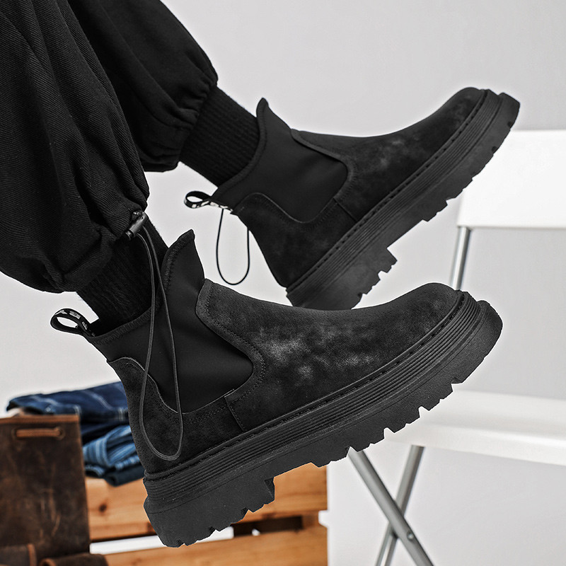 Storapadžiai vyriški aulinukai 2023 m. Nauji vyriški batai Laisvalaikio dirbtinės zomšos vienspalviai užsegami vyriški batai Klasikiniai „Chelsea“ batai „Botines“