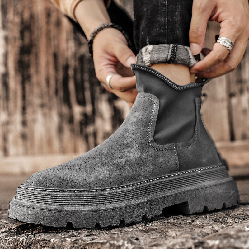 Storapadžiai vyriški aulinukai 2023 m. Nauji vyriški batai Laisvalaikio dirbtinės zomšos vienspalviai užsegami vyriški batai Klasikiniai „Chelsea“ batai „Botines“
