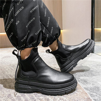 Ботуши Chelsea Мъжки обувки на платформа Мъжки ботуши Мъжки кожени ботуши Homme Ежедневни обувки за мъже 2023 Zapatillas Hombre Chaussure