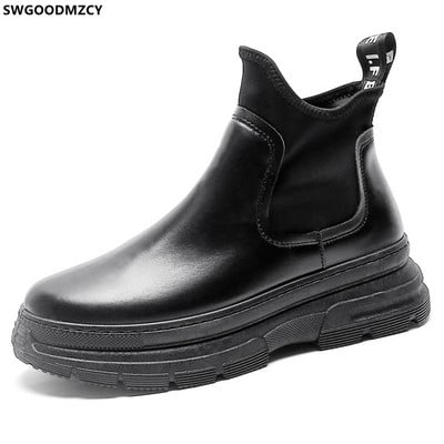 Chelsea Boots Férfi Platform Cipők Férfi Bokacsizmák Férfi Bőrcsizmák Homme Alkalmi Férfi Cipők 2023 Zapatillas Hombre Chaussure