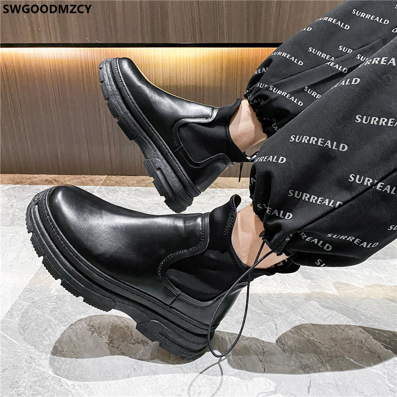 Cizme Chelsea Bărbați Pantofi cu platformă Cizme pentru bărbați Cizme din piele Bărbați Pantofi casual pentru bărbați 2023 Zapatillas Hombre Chaussure