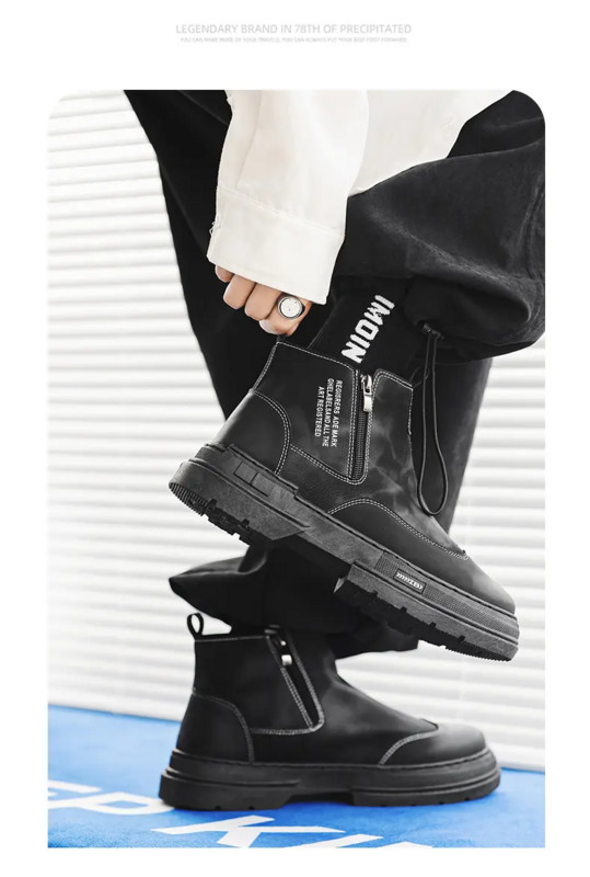 2023. Muške proljetne jesenske nove kožne visoke radne čizme s debelim dnom i neklizajućim patentnim zatvaračima Chelsea čizme Ležerne kožne čizme