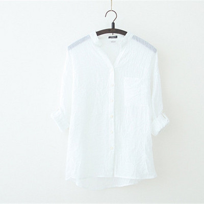 Bluză de vară Cămașă Femei Topuri din material subțire Top din bumbac Bluze albe Cămăși pentru femei Îmbrăcăminte cu mânecă lungă Camisa