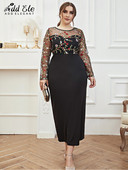 Προσθέστε Κομψό Πίσω Φόρεμα με Σχιστό Πίσω Γυναικείο Κέντημα Συνονθύλευμα O λαιμό μακρυμάνικο Γυναικεία Ρούχα Λεπτά φορέματα πάρτι B786