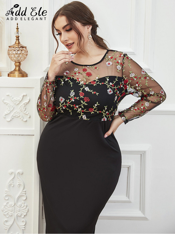 Προσθέστε Κομψό Πίσω Φόρεμα με Σχιστό Πίσω Γυναικείο Κέντημα Συνονθύλευμα O λαιμό μακρυμάνικο Γυναικεία Ρούχα Λεπτά φορέματα πάρτι B786