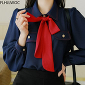 Ženska osnovna radna odjeća za uredske dame Seksi poluprozirna slatka leptir leptir majica s jednokopčanim pucetom Jednobojne bijele košulje Bluze