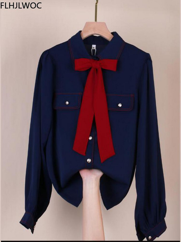 Ženska osnovna radna odjeća za uredske dame Seksi poluprozirna slatka leptir leptir majica s jednokopčanim pucetom Jednobojne bijele košulje Bluze