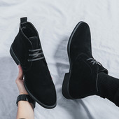 2023 m. madingi nauji Wram pliušiniai Chelsea kulkšnies batai vyriški žieminiai juodi zomšiniai suvarstomi aukštakulniai vyriški vienodi batai Botas Mujer