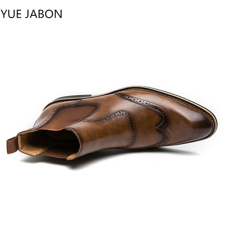 Pantofi Brogue Cizme Chelsea maro Botine cu vârf pătrat pentru bărbați cu tocuri joase Zapatos Hombre Cizme pentru bărbați Dimensiunea 38-46