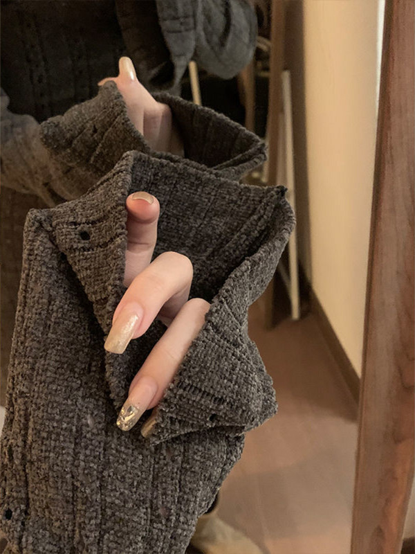 Mini rochii tricotate femei minimaliste solide cu mâneci lungi sexy elegante fete fierbinți scobiți design retro modă șic de toamnă