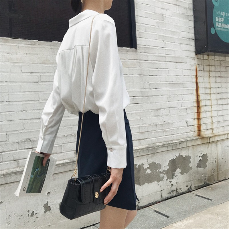 Bluză de lucru Cămașă de birou Moda pentru femei, primăvară, vară, cu mânecă lungă, îmbrăcăminte de lucru, guler cu crestături, Topuri albe, îmbrăcăminte pentru doamne