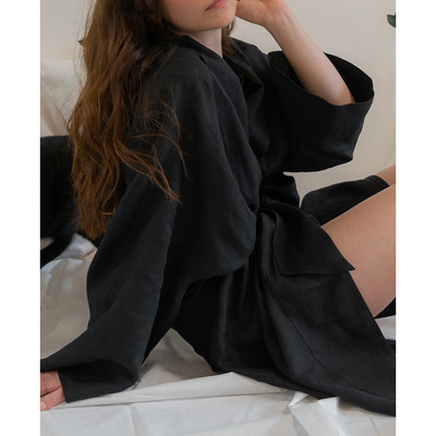 Sumuyoo 2023 γιορτινό κοντό φόρεμα Γυναικείο λινό βαμβακερό φαρδύ φόρεμα καλοκαιρινή ρόμπα με φύλλα casual μακρυμάνικο γυναικείο φόρεμα