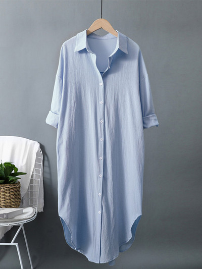 „BlingBlingee“ 2023 m. pavasario negabaritinės moteriškos baltos marškinių suknelės „Traf“ senovinės ilgomis rankovėmis, lenktais apvadais, medvilninės lininės moteriškos vidutinio dydžio suknelės