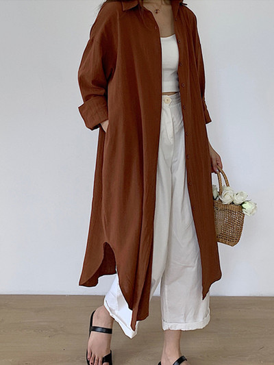 „BlingBlingee“ 2023 m. pavasario negabaritinės moteriškos baltos marškinių suknelės „Traf“ senovinės ilgomis rankovėmis, lenktais apvadais, medvilninės lininės moteriškos vidutinio dydžio suknelės