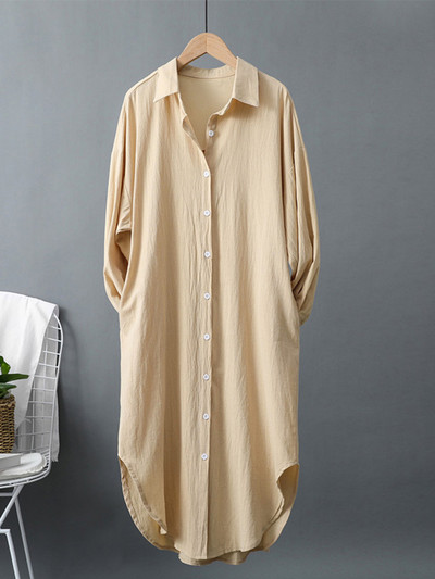 „BlingBlingee“ 2023 m. pavasario negabaritinės moteriškos baltos marškinių suknelės „Traf“ senovinės ilgomis rankovėmis, lenktais apvadais, medvilninės lininės moteriškos vidutinio dydžio suknelės