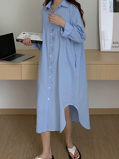 „BlingBlingee“ 2023 m. pavasario negabaritinės moteriškos baltos marškinių suknelės „Traf“ senovinės ilgomis rankovėmis, lenktais apvadais, medvilninės lininės moteriškos vidutinio dydžio suknelės