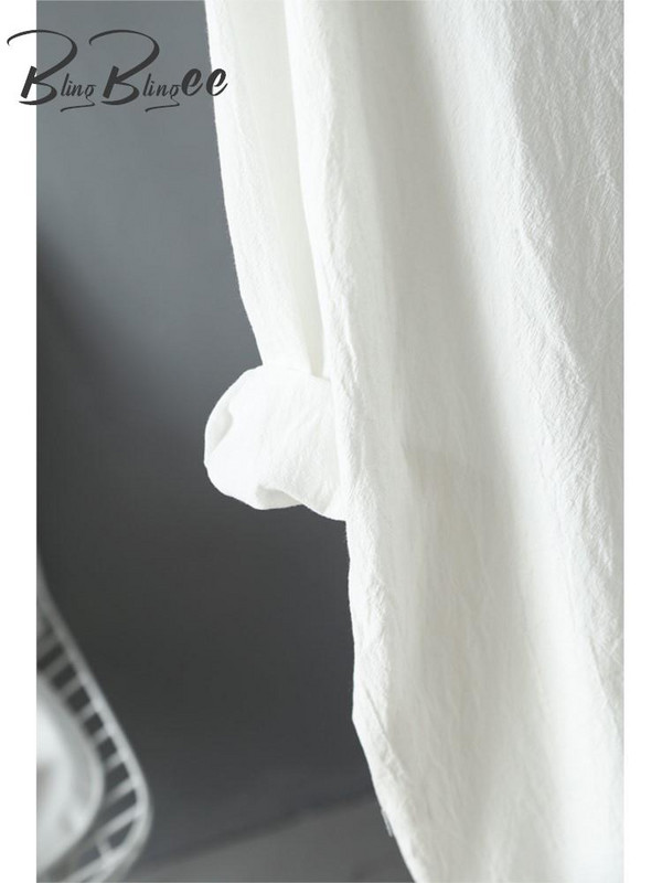 „BlingBlingee“ 2023 m. pavasario negabaritinės moteriškos baltos marškinių suknelės „Traf“ senovinės ilgomis rankovėmis, lenktais apvadais, medvilninės lininės moteriškos vidutinio dydžio suknelės