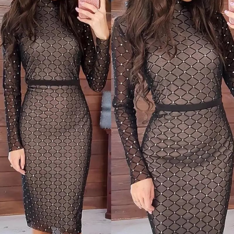 Rochii șic elegante pentru femei, petrecere de seară, toamnă, iarnă, rochie vintage, sexy, cu mâneci lungi, cu mâneci lungi, pentru petrecerea de zi și de noapte