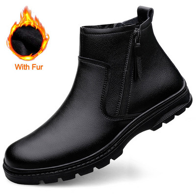 Pantofi de afaceri pentru bărbați din Pantofi casual italieni de lux Cizme Chelsea calde de iarnă Botine formale pentru bărbați de înaltă calitate