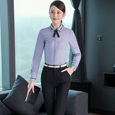 Proljetni korejski dizajn s elegantnim svečanim bluzama za uredske dame i majicama s mašnom, jednobojnim košuljama velikih veličina s urezanim izrezom Z15