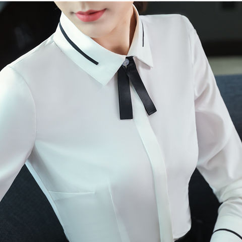 Proljetni korejski dizajn s elegantnim svečanim bluzama za uredske dame i majicama s mašnom, jednobojnim košuljama velikih veličina s urezanim izrezom Z15