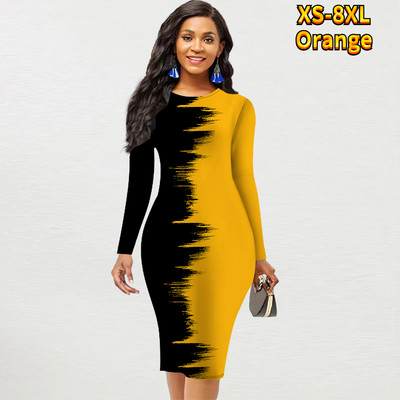 2022 m. Nauja rudens žiemos moterų marginta suknelė ilgomis rankovėmis Sexy plonas sijonas ilgomis rankovėmis sijonas apvaliu kaklu Retro aptemptas sijonas