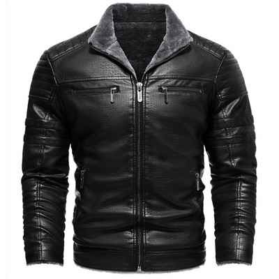 Χειμερινά παλτό φλις για άντρες με γούνινο γιακά χοντρό Ζεστό αντιανεμικό δερμάτινο μπουφάν Μόδα Casual ρετρό streetwear Parkas Ανδρικά ρούχα