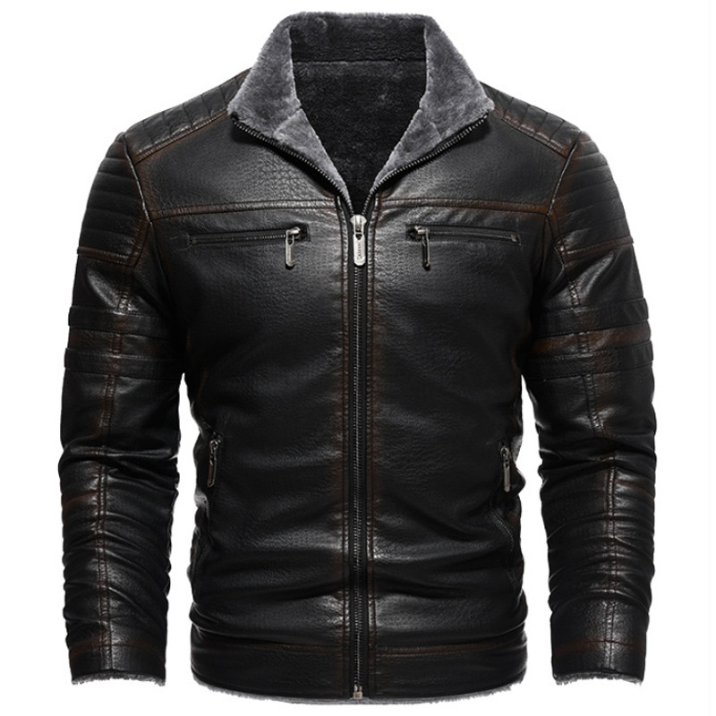 Χειμερινά παλτό φλις για άντρες με γούνινο γιακά χοντρό Ζεστό αντιανεμικό δερμάτινο μπουφάν Μόδα Casual ρετρό streetwear Parkas Ανδρικά ρούχα