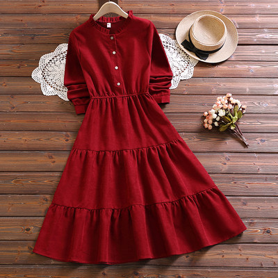 Mori mergina miela kawaii saldi suknelė nauja rudens mada ilgomis rankovėmis velvetas moteriškas vintažinis vestidos