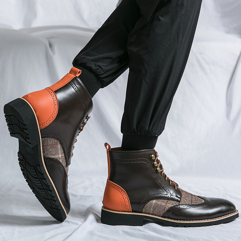 Pantofi de rochie pentru bărbați, maro, clasici, înalți, mărimea 38-48, pantofi formali cu vârf ascuțit, pentru bărbați, cizme din piele cu șireturi pentru bărbați, cizme vintage