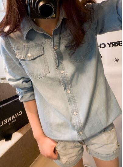 Ženske traper košulje Traperice košulje s džepovima Kauzalne traper bluze za žene gornji dijelovi ženske košulje femme