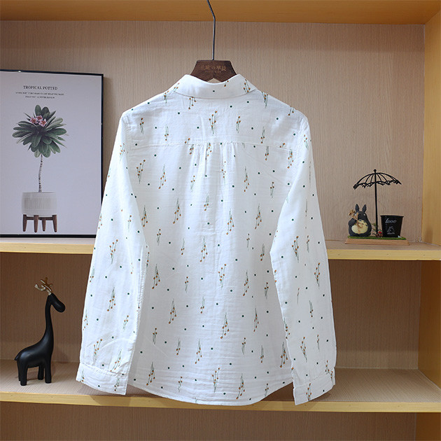 Γυναικεία λογοτεχνική μπλούζα σε στυλ Japan με διπλό βαμβακερό νήμα Peter Pan με γιακά μακρυμάνικο πουκάμισο Φαρδιά, καθημερινά λευκά πουκάμισα
