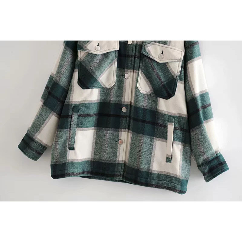 Vintage, elegant, carouri, buzunare, bluză din tweed, moda de toamnă, cămăși groase, bluze casual pentru femei