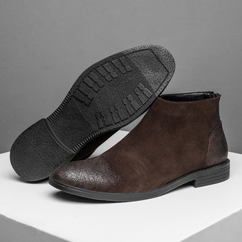 Нови винтидж британски ръчно изработени мъжки обувки от кожа с цип, дизайнерски кравешки велурени ботуши до глезена, каубойски ботуши, работни ботуши Челси