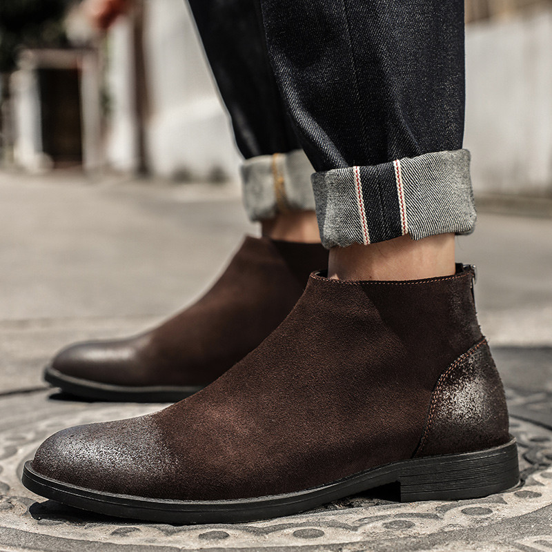Nove vintage britanske ručne muške cipele od kože s patentnim zatvaračem Dizajnerske gležnjače od kravljeg antilopa Kaubojske čizme Radne Chelsea čizme