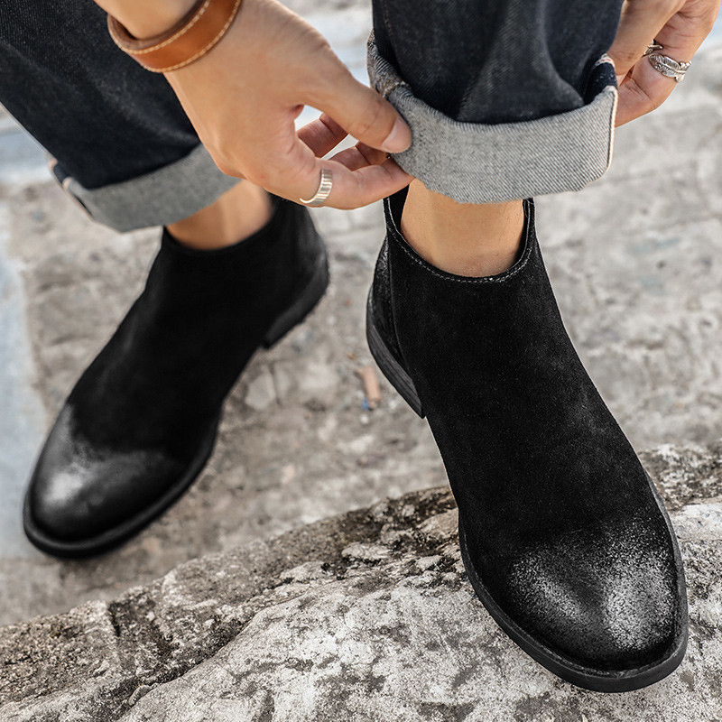 Nove vintage britanske ručne muške cipele od kože s patentnim zatvaračem Dizajnerske gležnjače od kravljeg antilopa Kaubojske čizme Radne Chelsea čizme