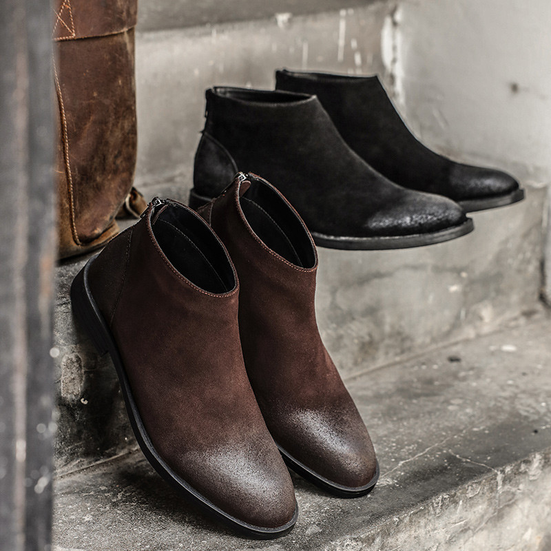 Nove vintage britanske ručne muške cipele od kože s patentnim zatvaračem Dizajnerske gležnjače od kravljeg antilopa Kaubojske čizme Radne Chelsea čizme