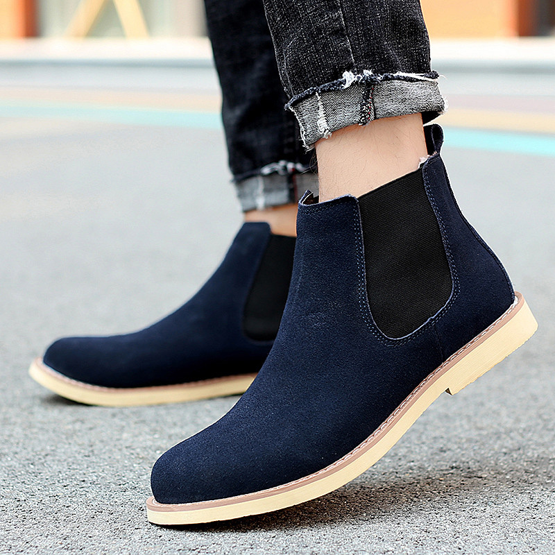 Cizme Chelsea de toamnă iarnă pentru bărbați, la modă nouă, confortabile, plate, pentru bărbați, cizme casual pentru bărbați, cu vârf ascuțit, din piele de pluș