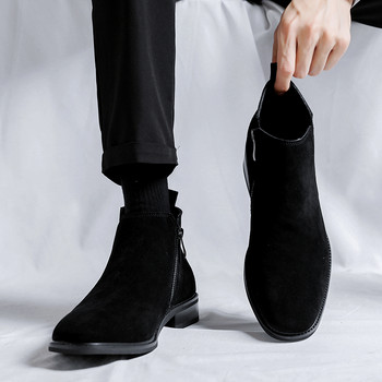 Маратонки Ежедневни обувки за мъже Кожени ботуши Удобни обувки с равни подметки Висока горна част със средна връзка Модни мъжки обувки Зимни нови