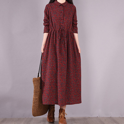 Nova jesenska haljina dugih rukava dugih rukava za 2023. Tanka, vintage uredska ženska haljina s radnom bluzom, ležerna proljetna haljina s cvjetnim uzorkom